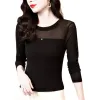 A black long-sleeved lace top for ladies is casual and versatile Item Picture